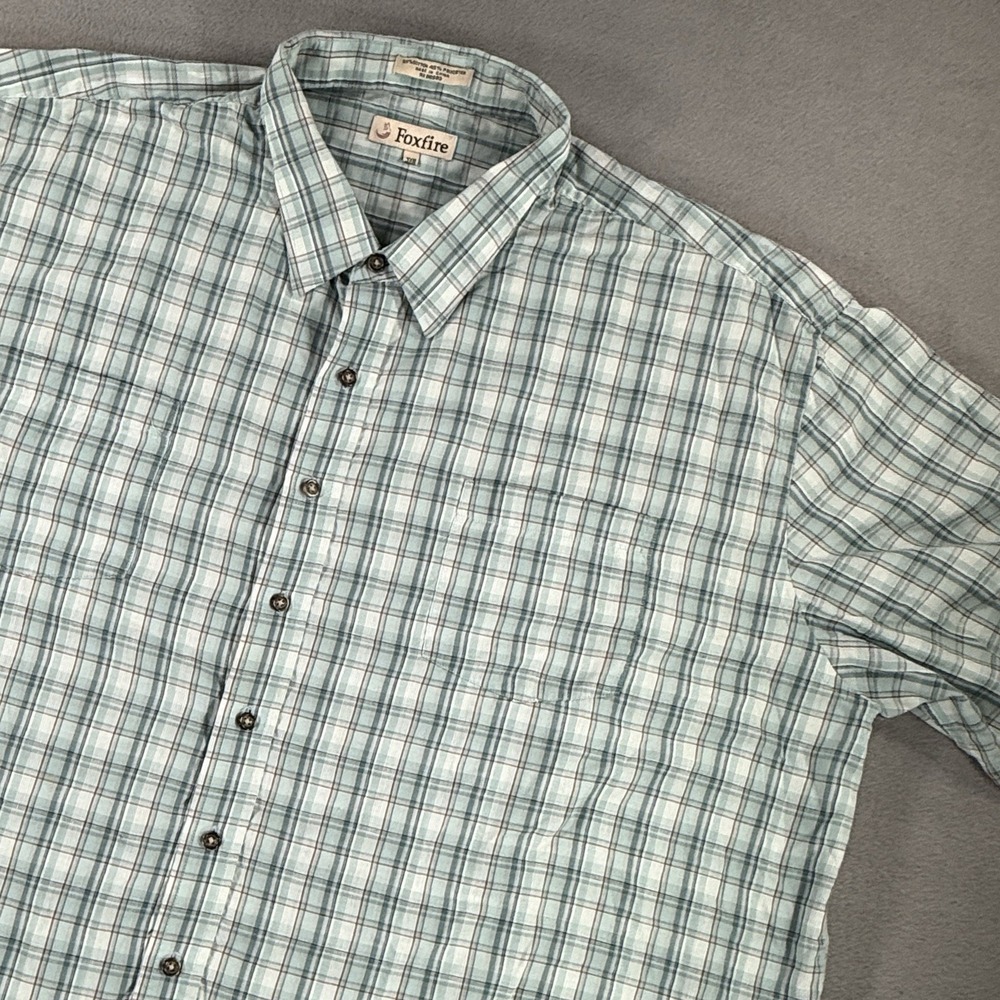 3XLB Button Down Shirt Mens Big 3X Blue/Green Plaid Short Sleeve - Picture 1 of 5